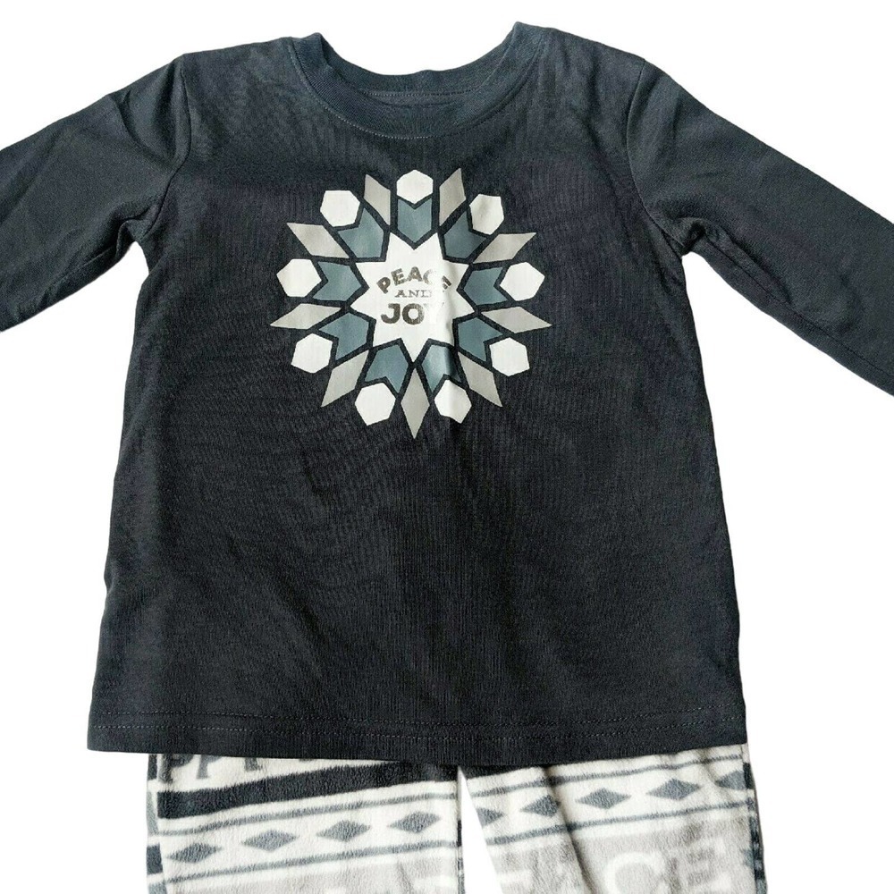 Holiday Pajamas 3T Sibling Match Grey Happy Holidays Christmas Fleece
